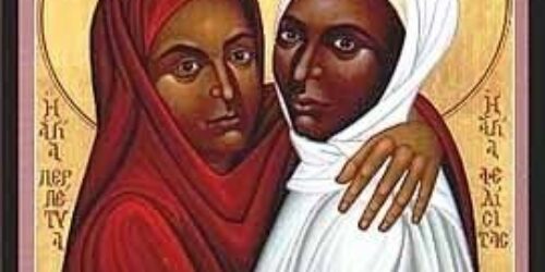 Saint Perpetua and Saint Felicity, a modern icon by Brother Robert Lentz OFM