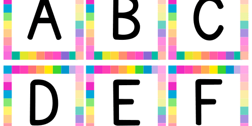 Rainbow Uppercase Alphabet Flashcards